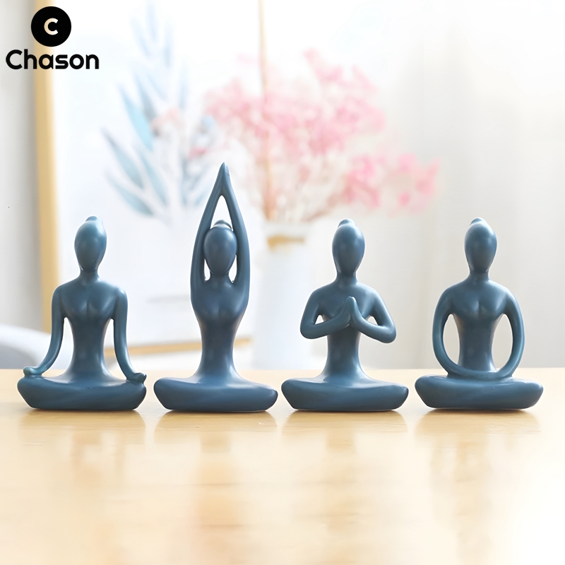 Home Gym Zen - Blue Zen Abstract Yoga Poses Girls