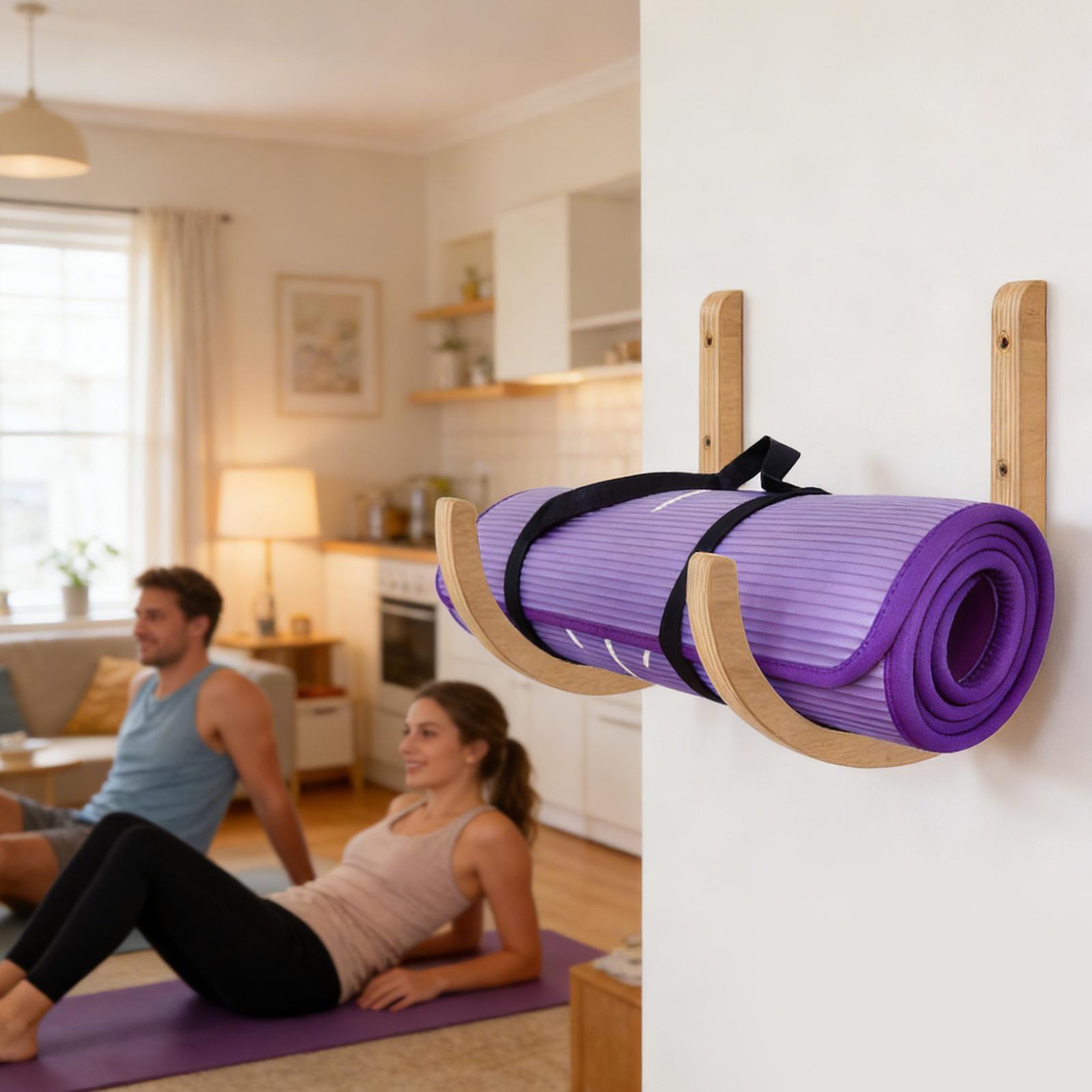 Home Gym Yoga Mat Storage - Yoga Mat Storage Rack 2PC Wooden