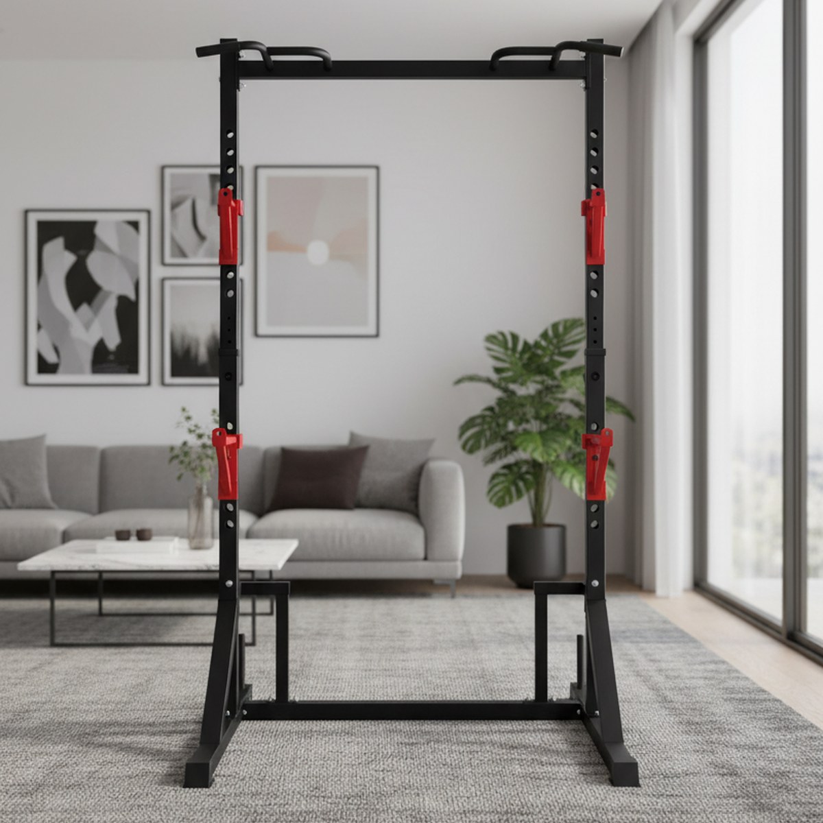Adjustable Power Rack with Pul - Home Gym Pull Up 评论和价格