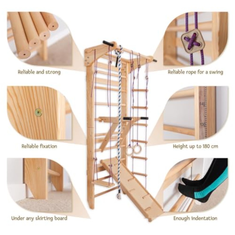 Swedish Ladder Wall Bars for h - Gymnastic Rings Wooden 评论和价格