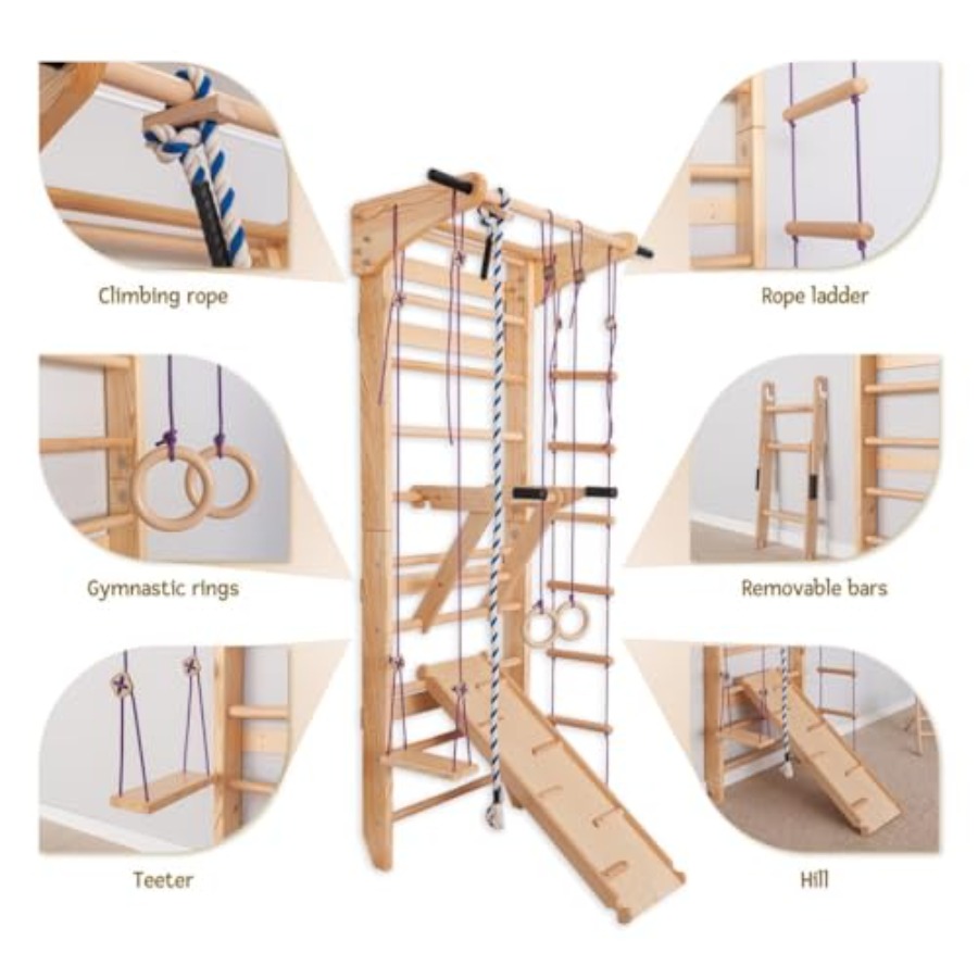 Swedish Ladder Wall Bars for h - Gymnastic Rings Wooden 评论和价格