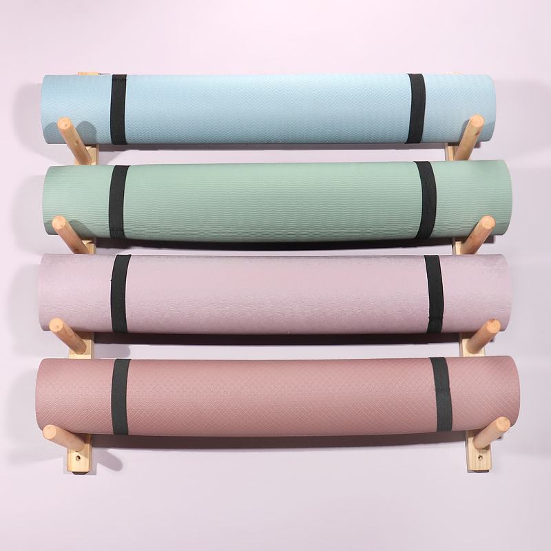 Wooden Yoga Mat Holder Wall Mo - Home Gym Yoga Mat Storage 评论和价格