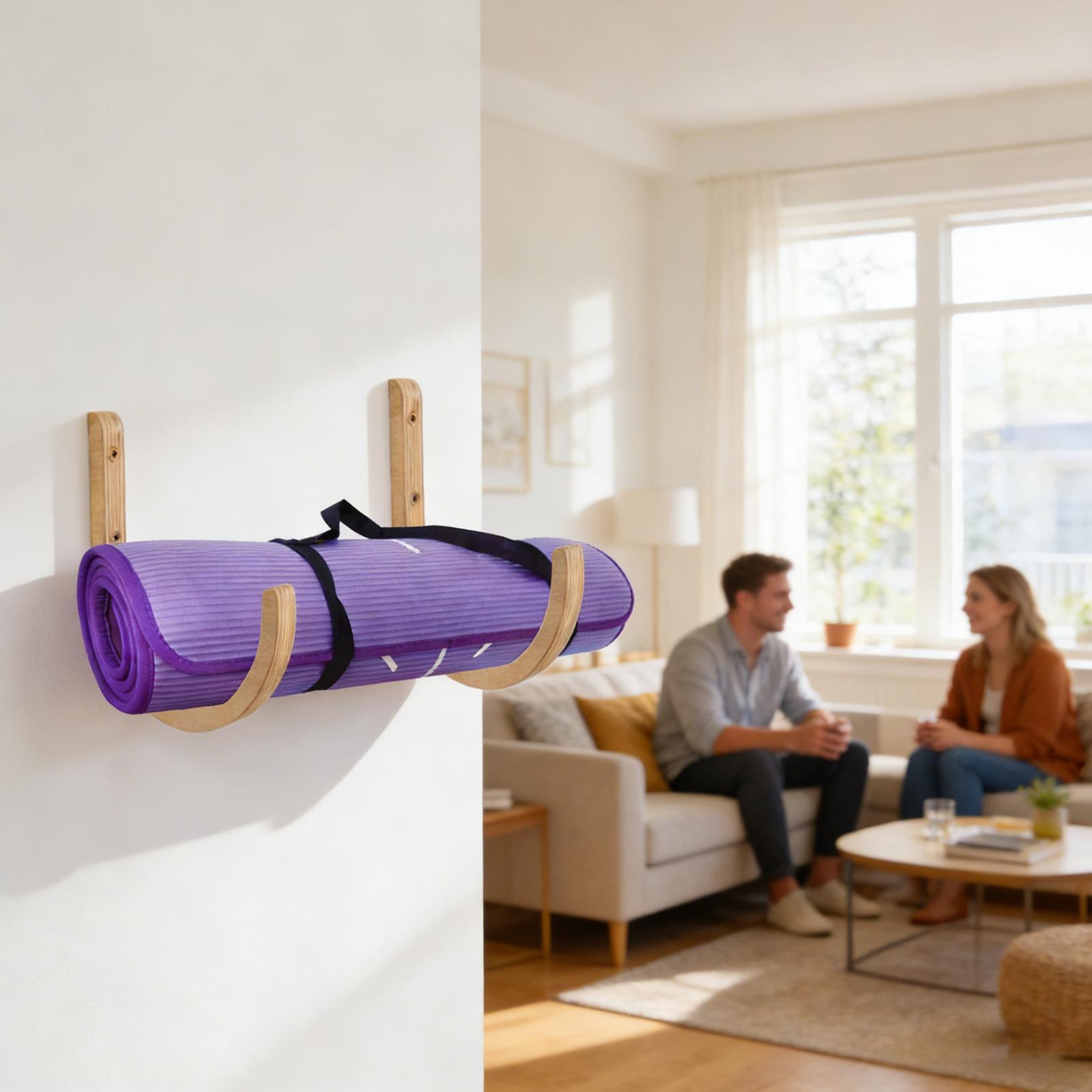 Yoga Mat Holder 2 Pieces Woode - Home Gym Yoga Mat Storage 评论和价格