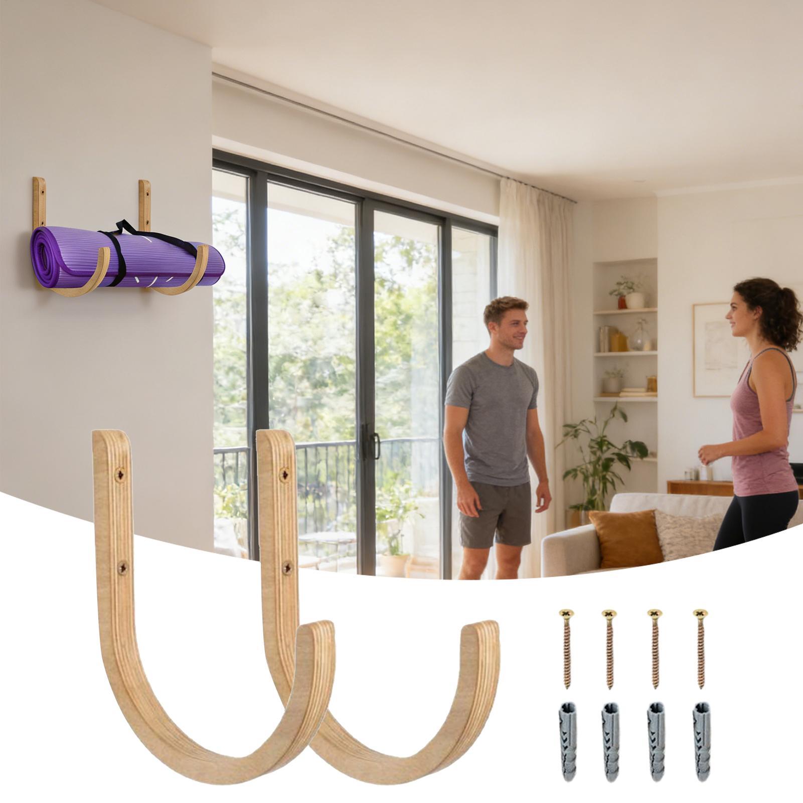 Yoga Mat Holder 2 Pieces Woode - Home Gym Yoga Mat Storage 评论和价格