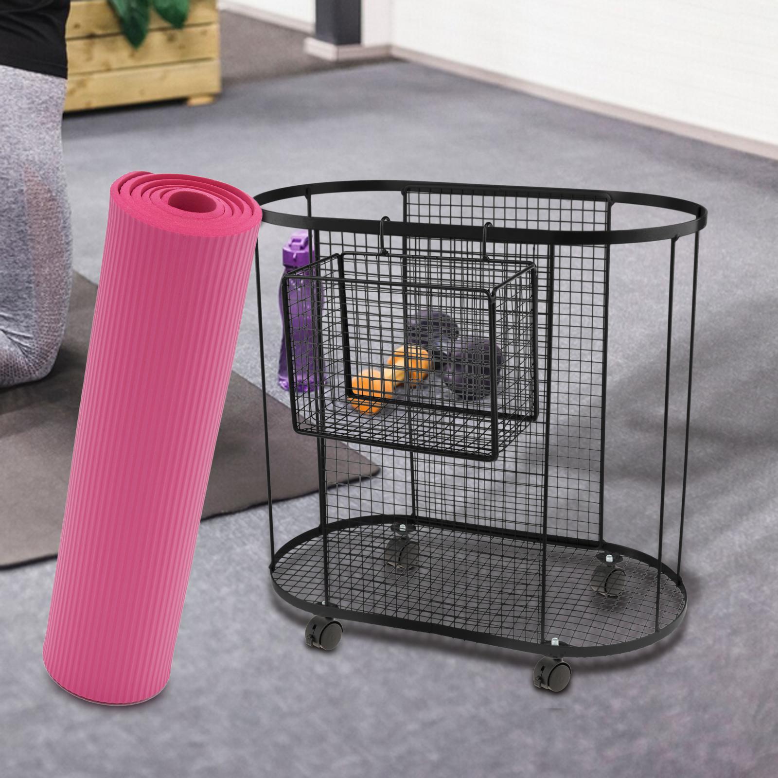 Metal Gym Organizer with Wheel - Home Gym Yoga Mat Storage 评论和价格