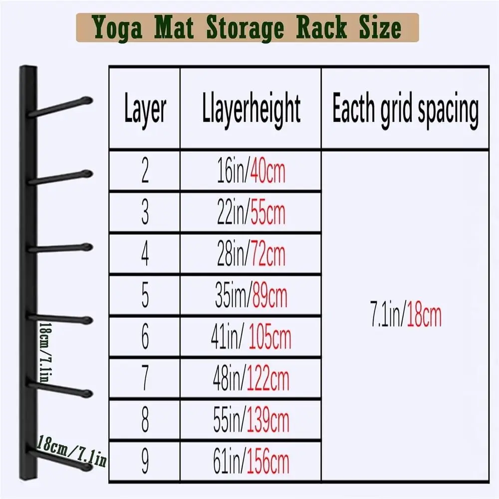 Wall-Mounted Metal Yoga Mat Ra - Home Gym Yoga Mat Storage 评论和价格