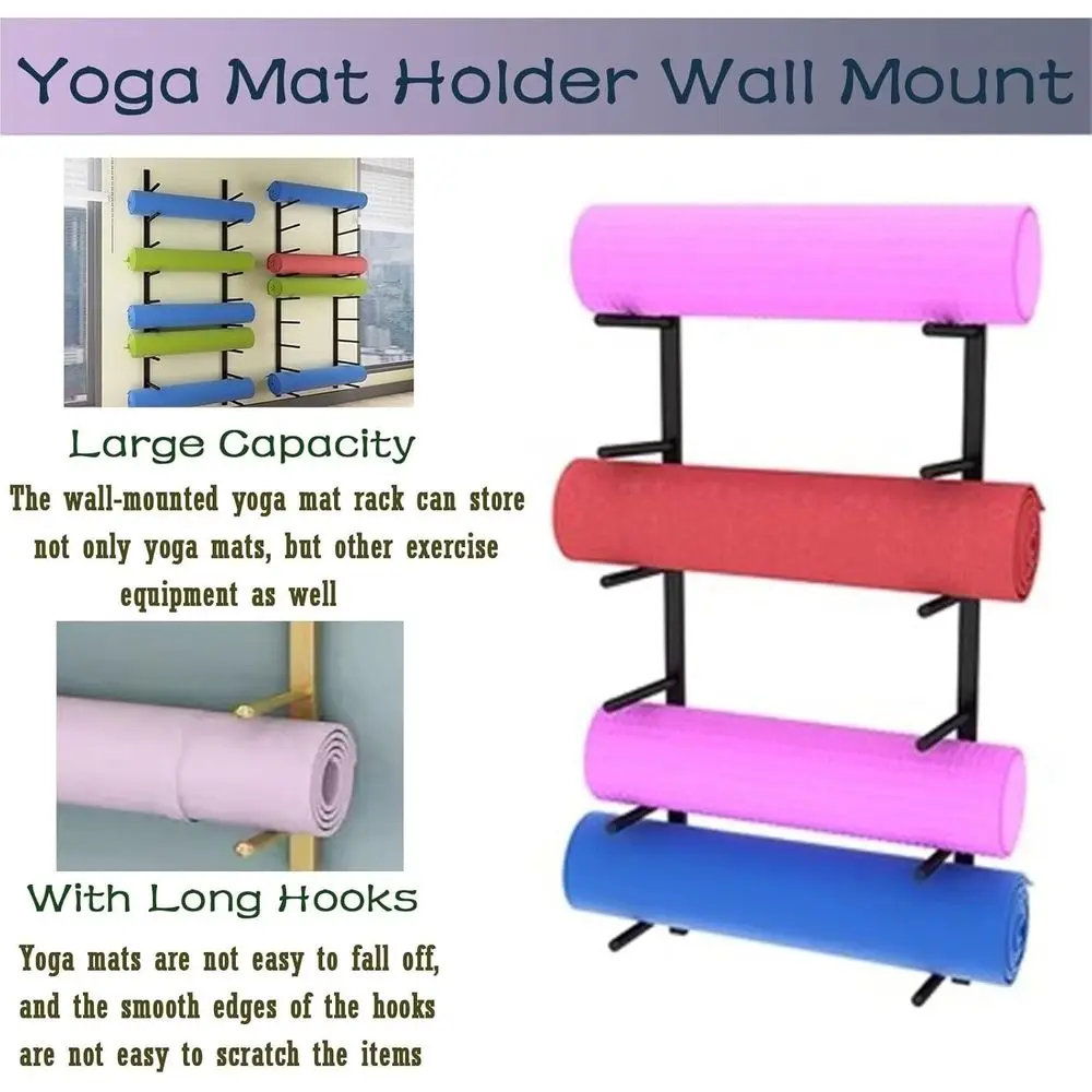 Wall-Mounted Metal Yoga Mat Ra - Home Gym Yoga Mat Storage 评论和价格