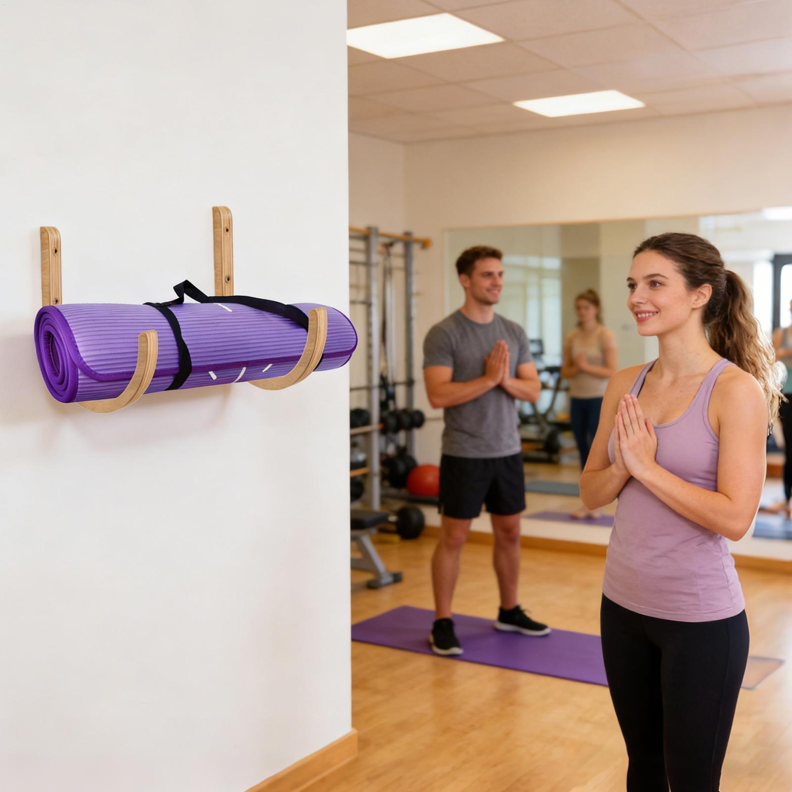 Yoga Mat Storage Rack 2PC Wood - Home Gym Yoga Mat Storage 评论和价格