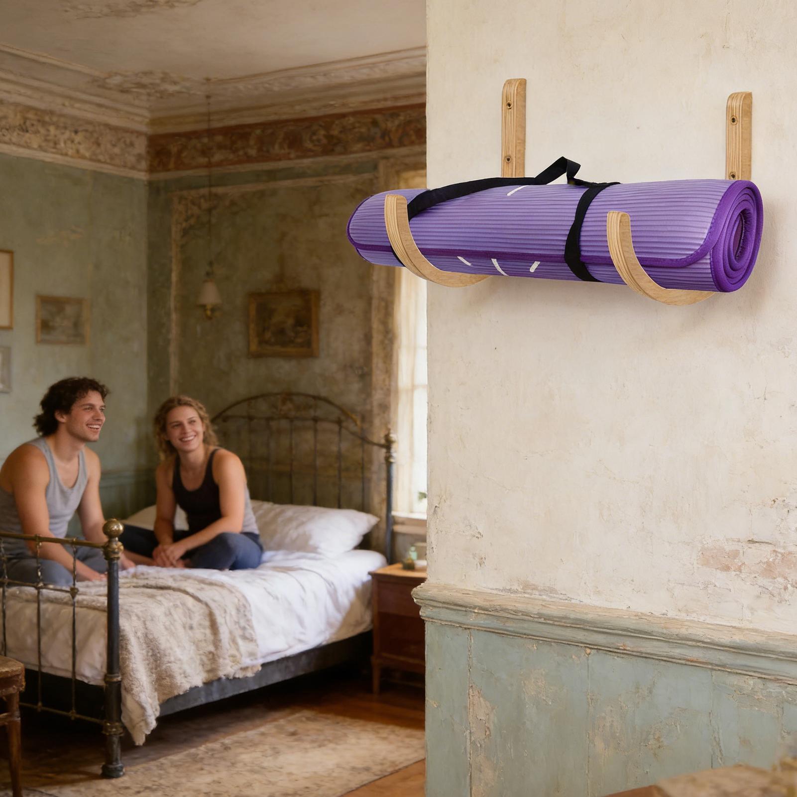 Yoga Mat Storage Rack 2PC Wood - Home Gym Yoga Mat Storage 评论和价格