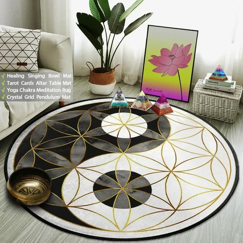 Yin Yang Taiji Round Rug Flowe - Home Gym On Carpet 评论和价格