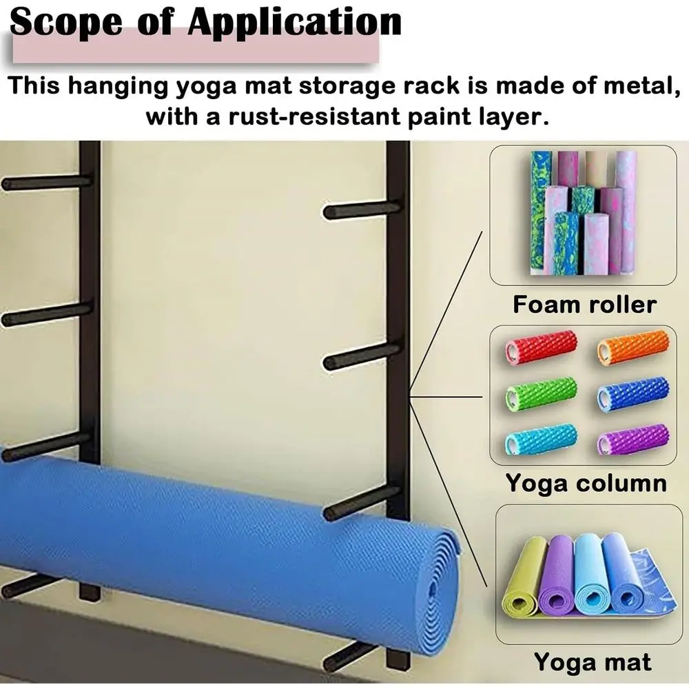 Wall-Mounted Metal Gym Rack fo - Home Gym Yoga Mat Storage 评论和价格