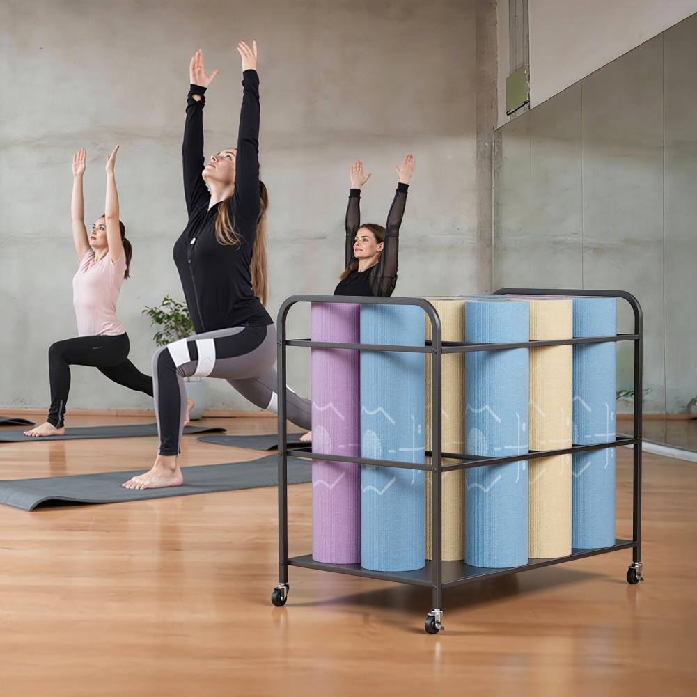 Yoga Mat Storage Rack with Whe - Home Gym Yoga Mat Storage 评论和价格