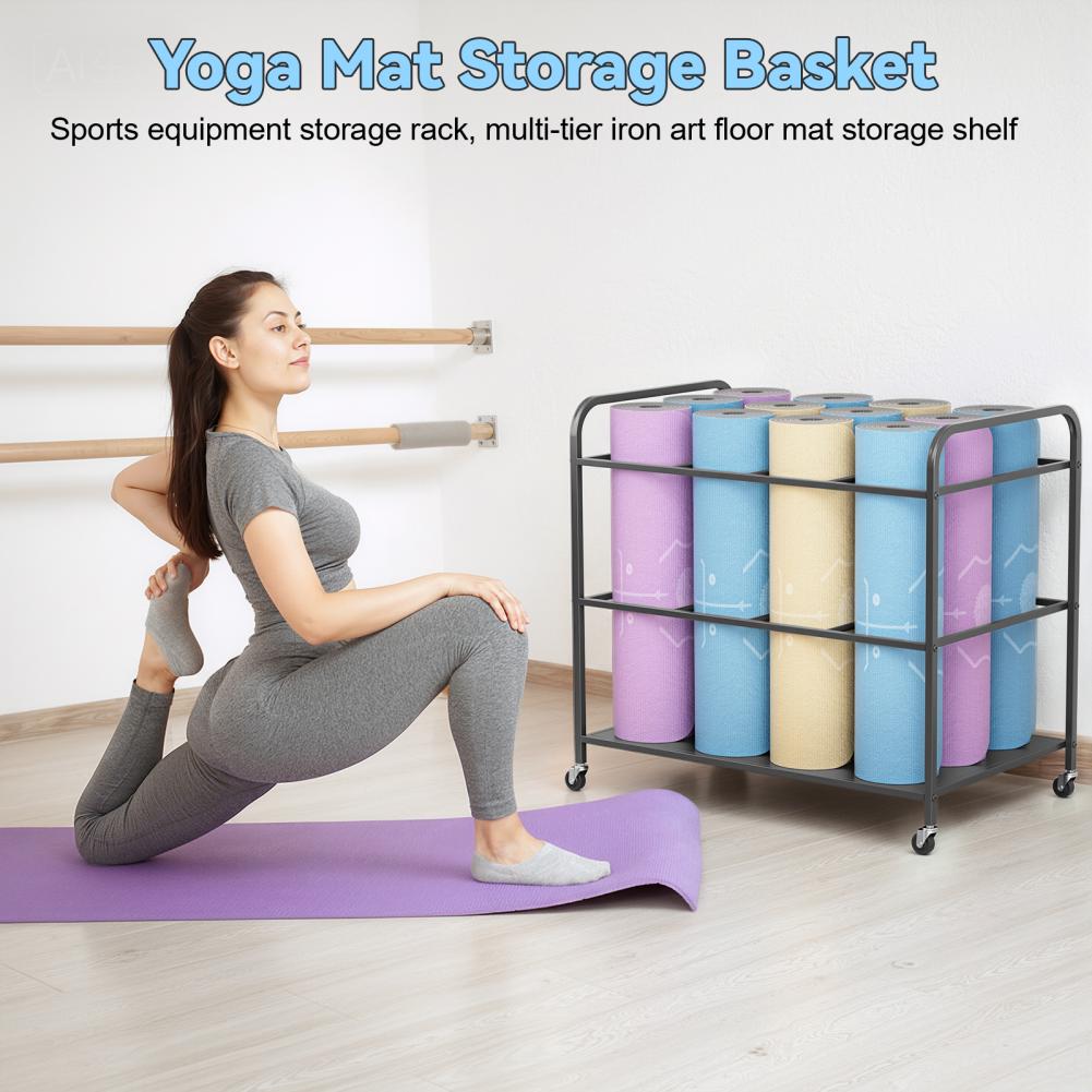Yoga Mat Storage Rack with Whe - Home Gym Yoga Mat Storage 评论和价格