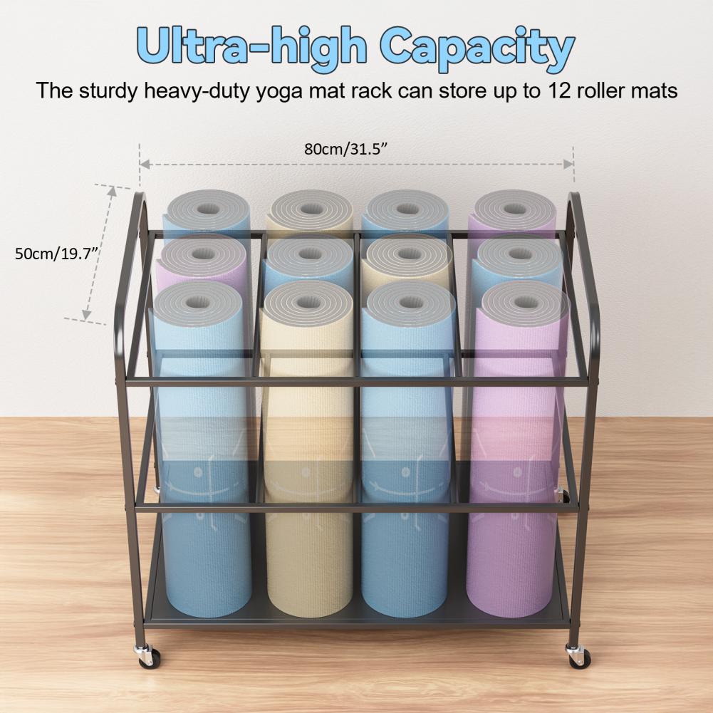 Yoga Mat Storage Rack with Whe - Home Gym Yoga Mat Storage 评论和价格