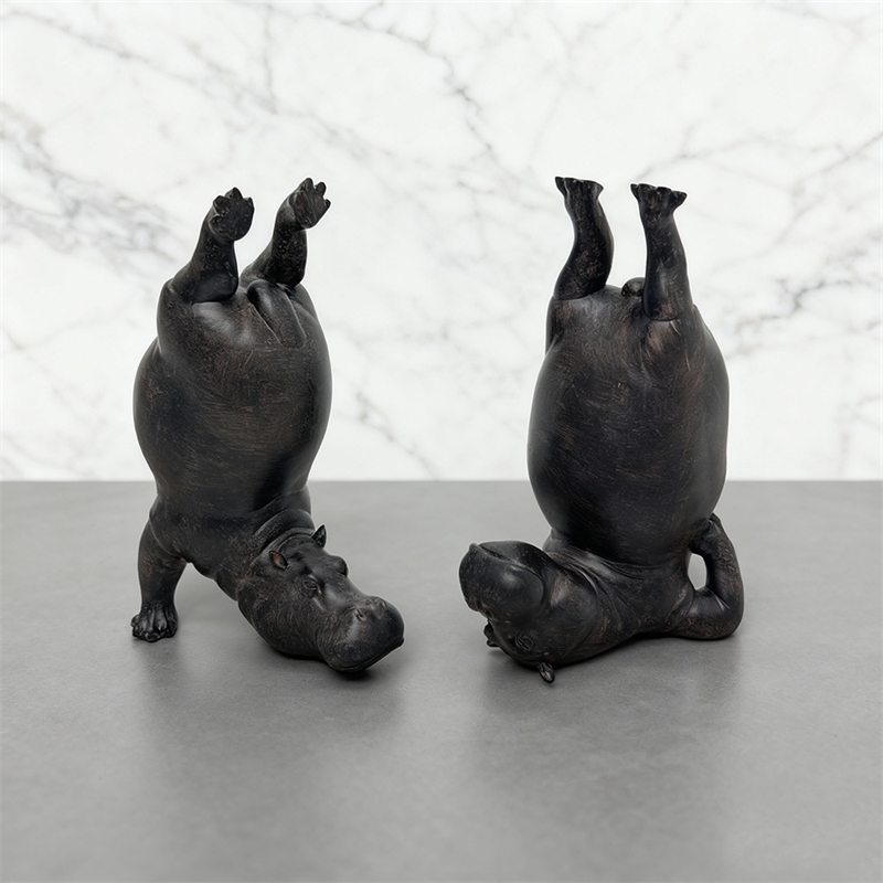 Yoga Hippo Resin Figurine Zen  - Home Gym Zen 评论和价格