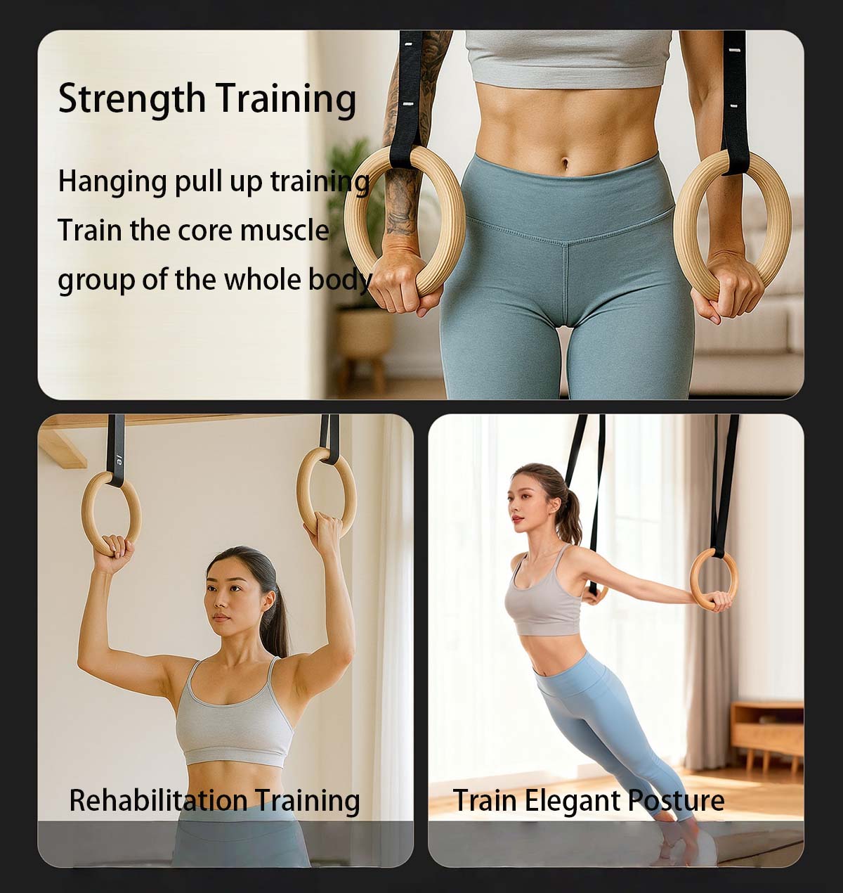 Adjustable Wood Gymnastics Rin - Gymnastic Rings Wooden 评论和价格